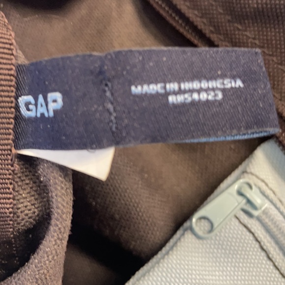 Gap purse shoulder bag tote brown canvas handbag blue handles beach pocketbook - Picture 7 of 8